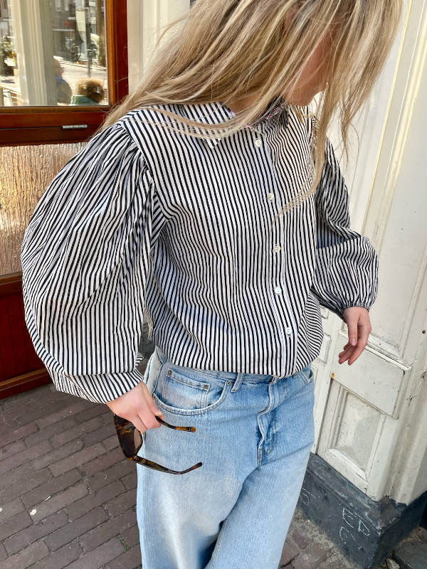 Ankita Ballon Blouse Zwart Wit