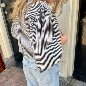 Ankita Ballon Blouse Zwart Wit