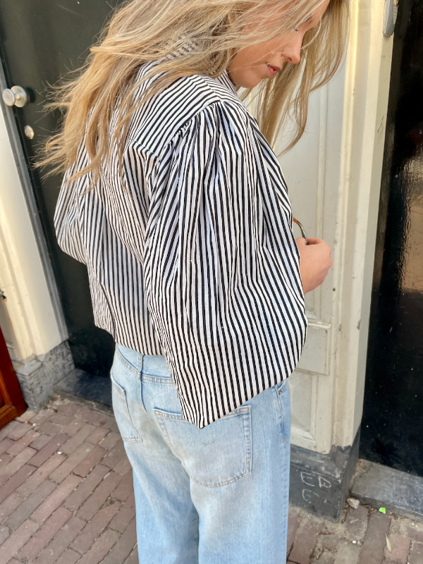 Ankita Ballon Blouse Zwart Wit