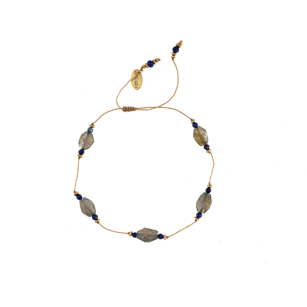Koord armbandje met labradoriet