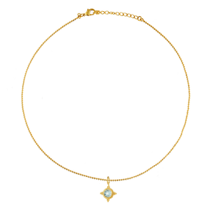 bedelketting met aquamarijn bedel 