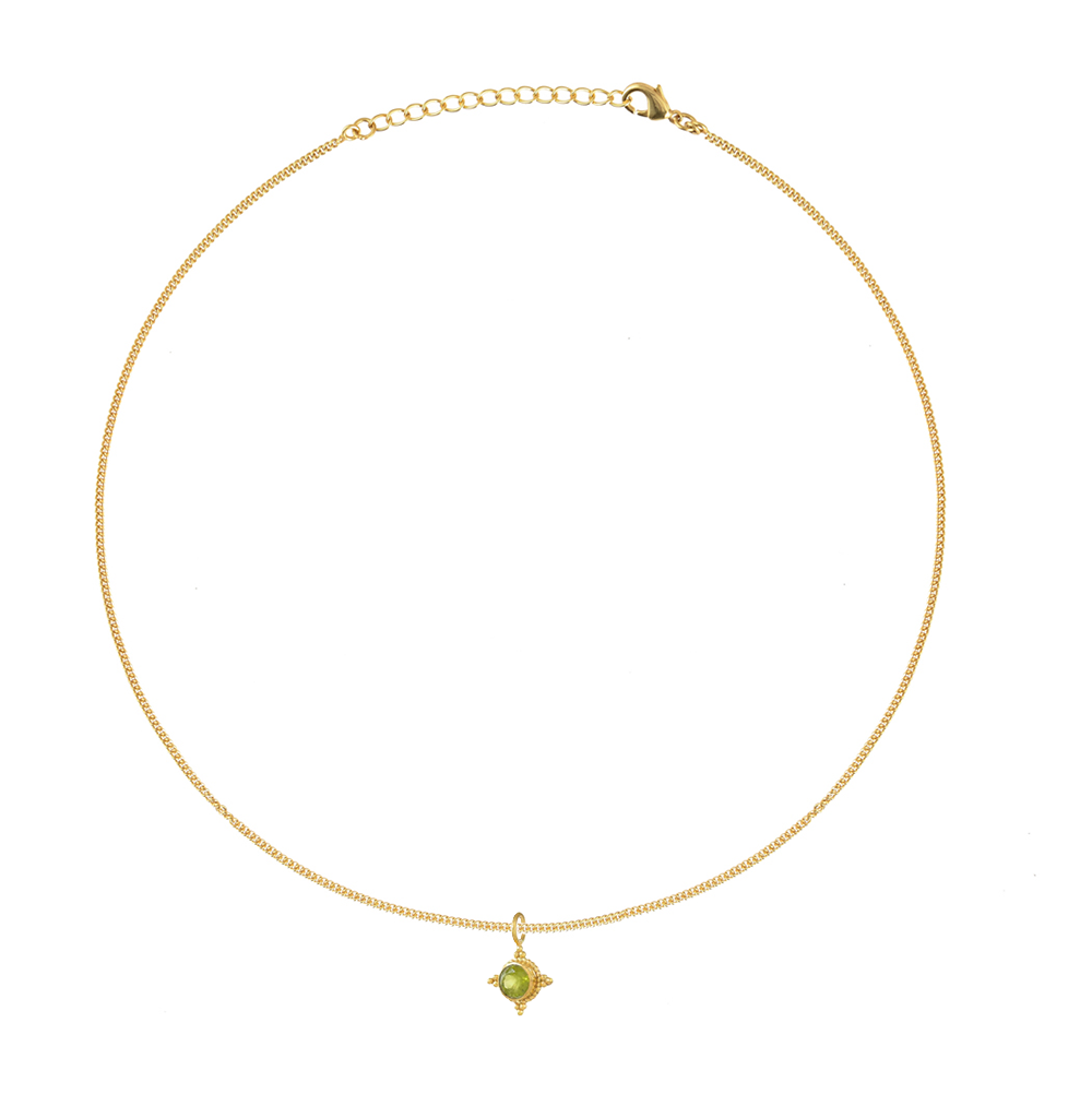 bedelketting met peridot geboortesteen