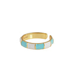 Blauw Gestreepte Emaille Ring