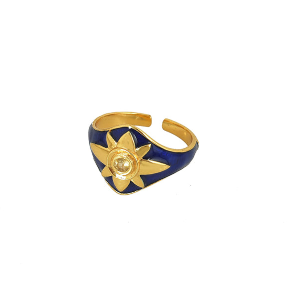 Blauwe Emaille Ring Goud