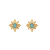 Bloemen Studs Goud Turquoise Edelsteen