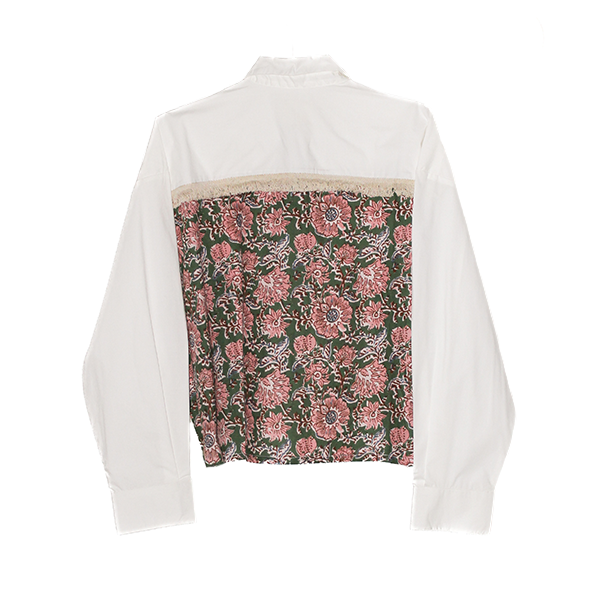 Blouse Wit Print Roze Groen Achterkant