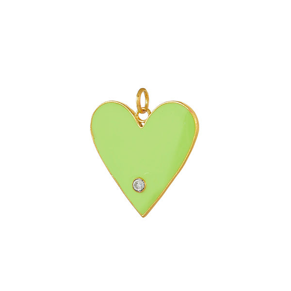 Trendy Enamel Heart Charm Green