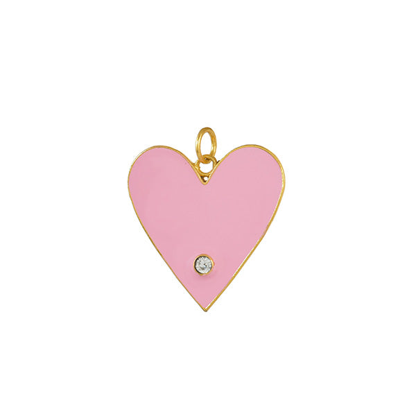 Trendy Enamel Heart Charm Light Pink