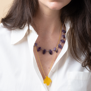 Druppel ketting paarse agaat