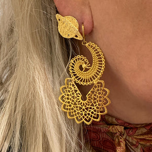 Statement Gold Earrings Paisley