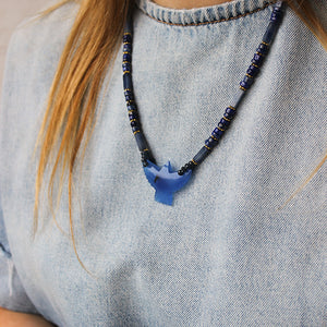 Edelstenen Ketting Lapis Blauw Vogel