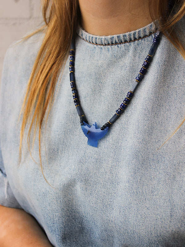 Edelstenen Ketting Lapis Blauw Vogel