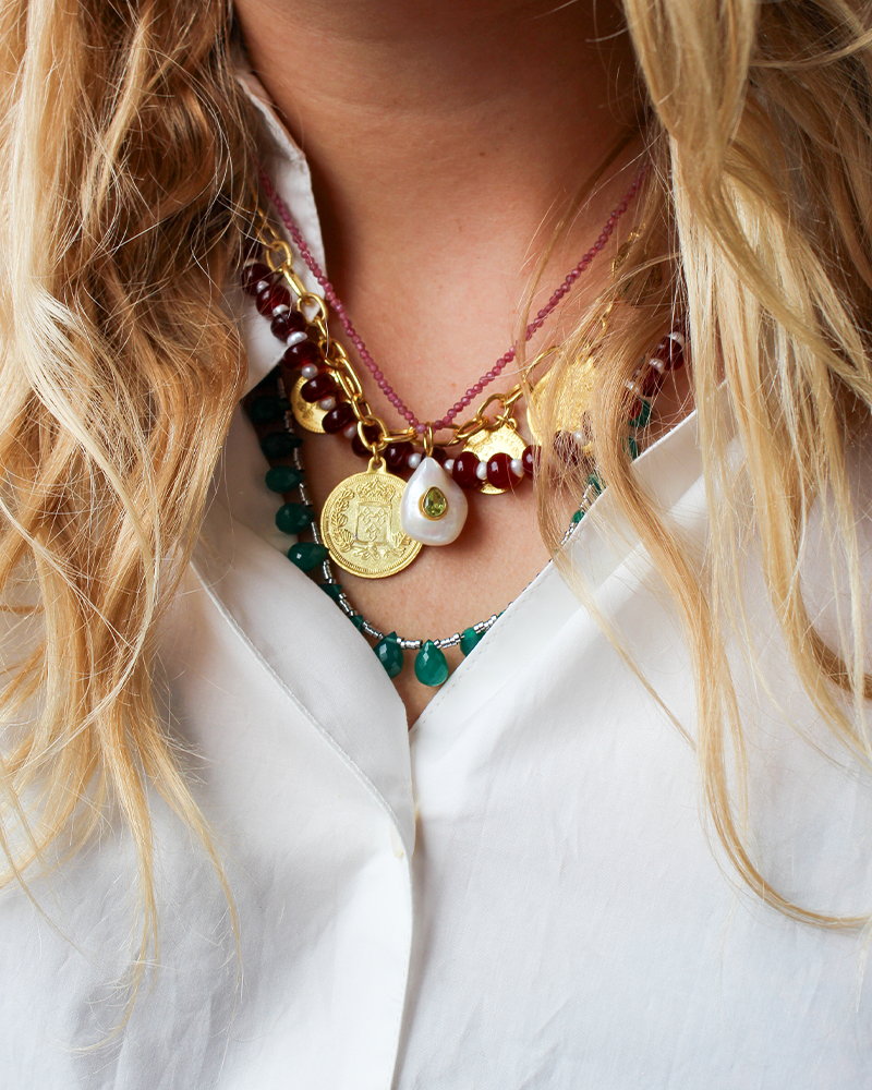 Druppel Edelstenen Ketting Groene Onyx