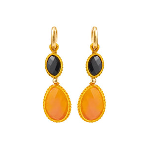 Edelstenen Oorbellen Gekleurd Draad geel