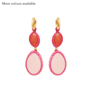 Edelstenen Oorbellen Gekleurd Draad roze