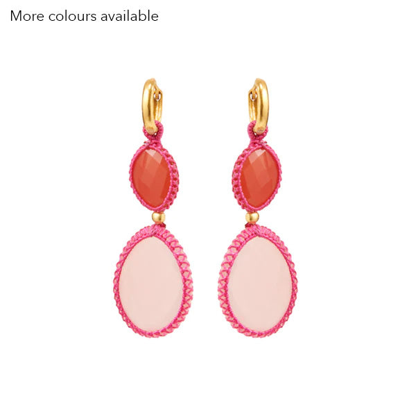 Edelstenen Oorbellen Gekleurd Draad roze