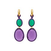 Edelstenen Oorbellen Gekleurd Draad paars