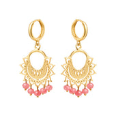 Filigrain Oorbellen Jade Stenen Perzik Jade