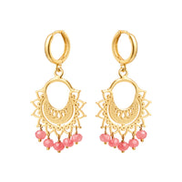 Filigrain Oorbellen Jade Stenen Perzik Jade