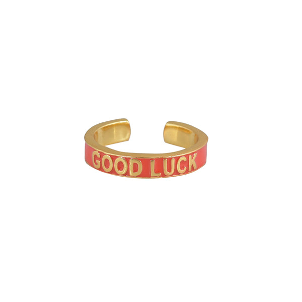 Good Luck Emaille Ring Rood