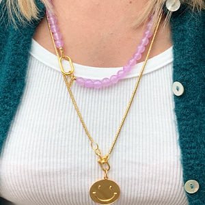 Gouden Slang Ketting Smiley Bedel