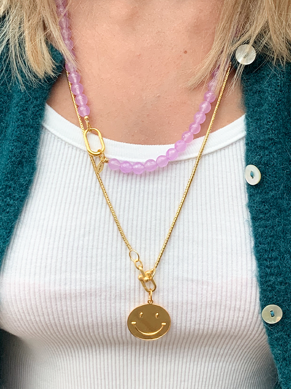 Gouden Slang Ketting Smiley Bedel