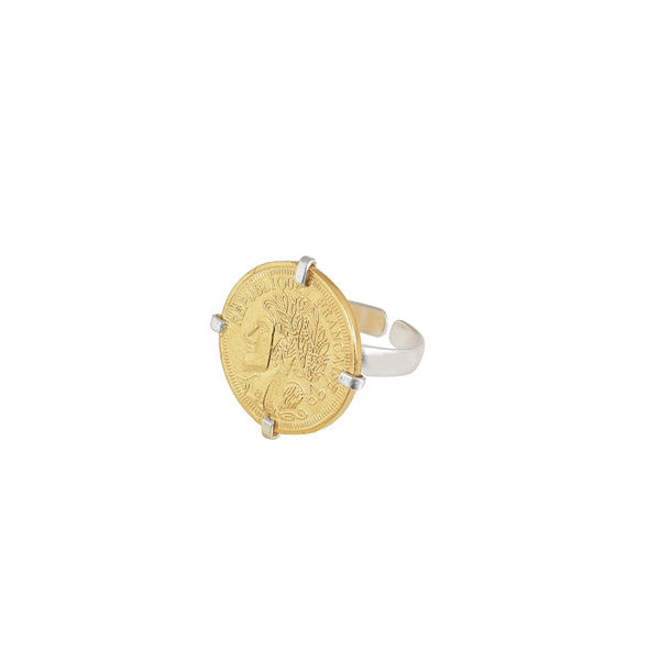 Goud Zilveren Munt Ring