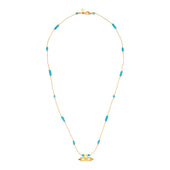 Gouddraad Ketting Lucky Bedel Aqua