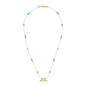 Gouddraad Ketting Lucky Bedel Aqua