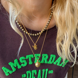 Pyriet edelstenen ketting goudkleurig