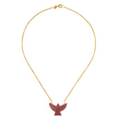 Gouden gourmet ketting met Rhodonite vogel bedel