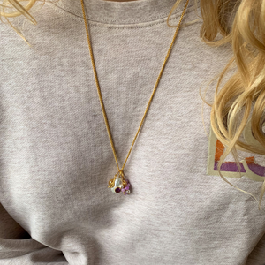 paarse jade trosje met parel