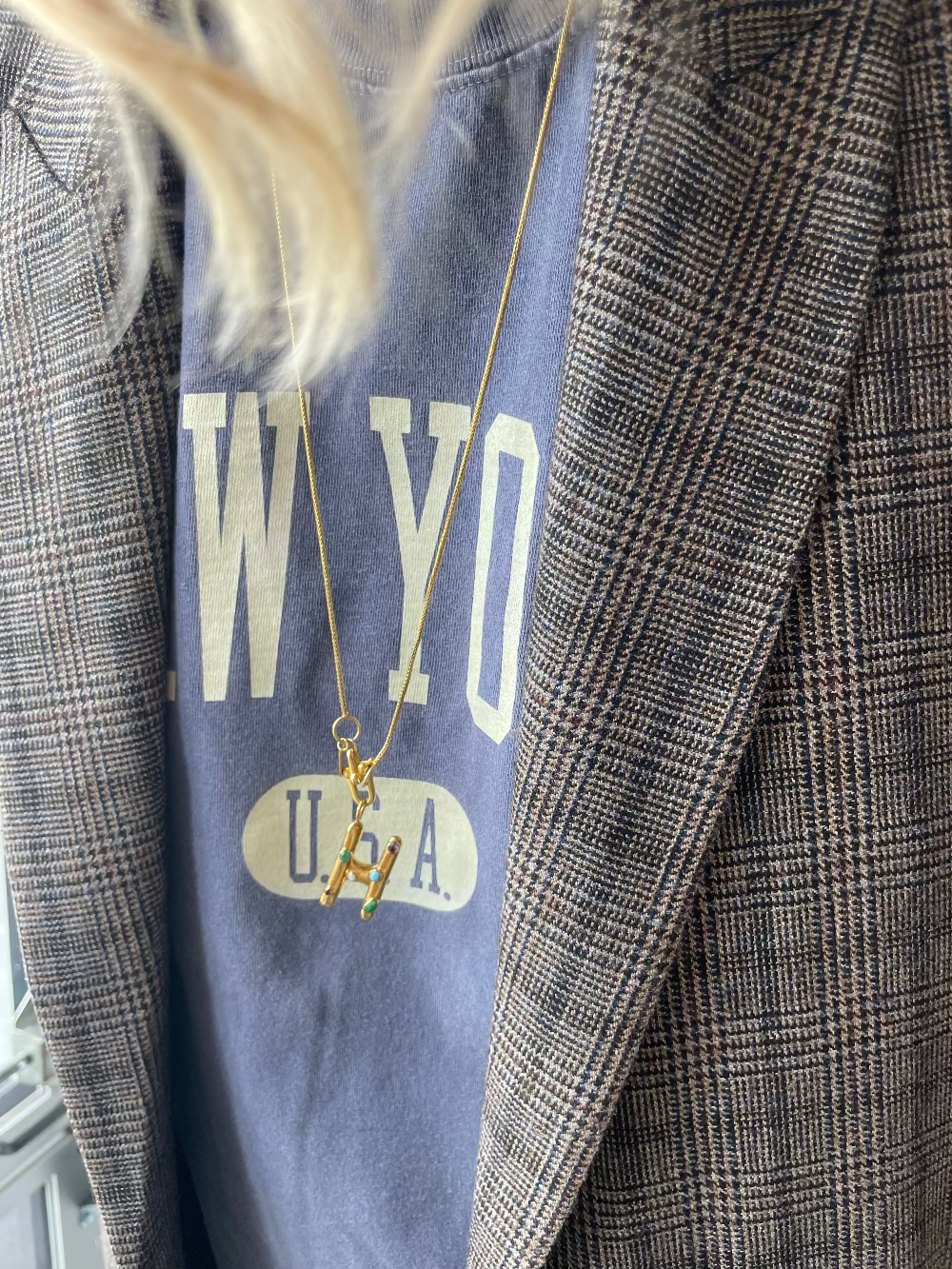 gouden ketting met letter H hanger