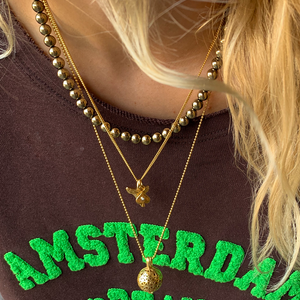 Gouden Balletjes Ketting met Filigrain Bedel