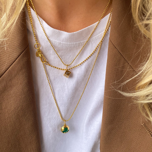 Gouden Bedel Groene Onyx Klaver