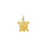 Gouden schildpad bedel met zirkonia steentje