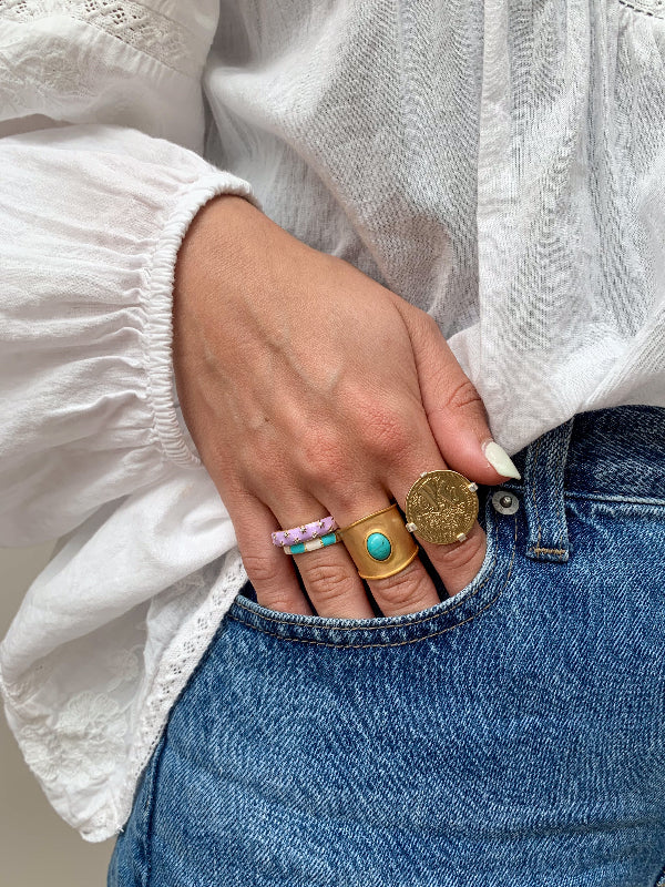 Lila Zirkonia Sterren Ring Emaille