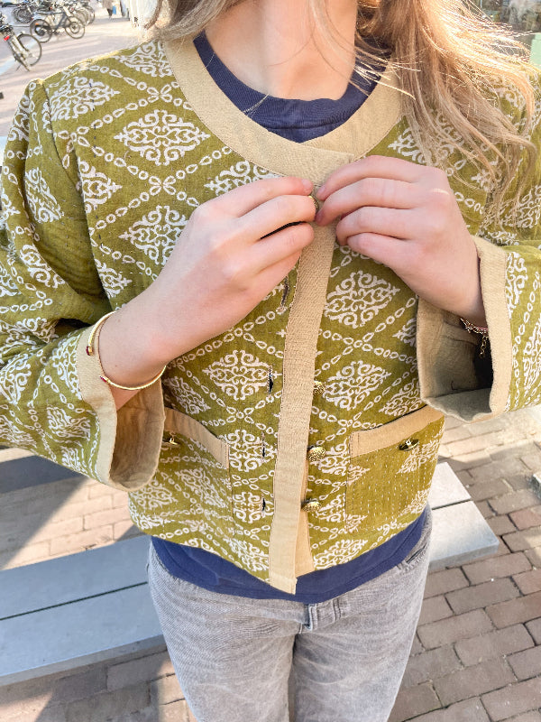Groen Vintage Kantha Jasje 