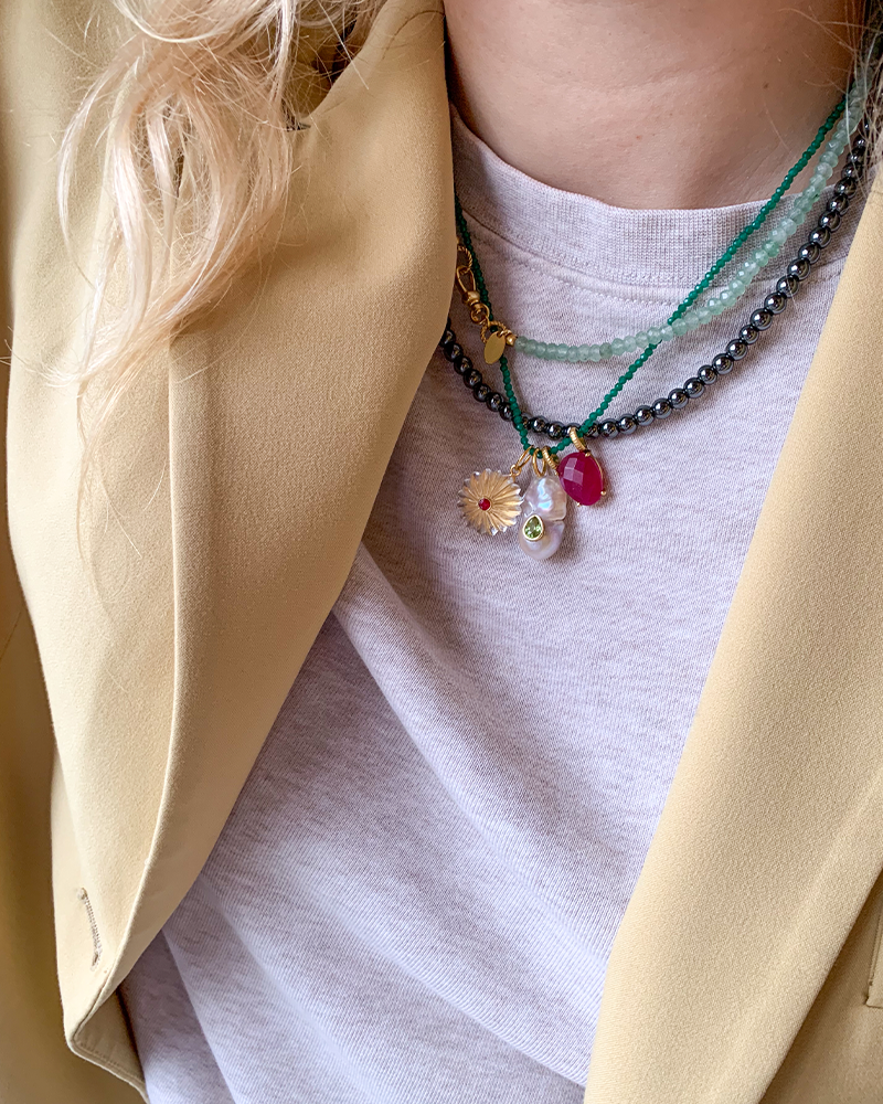 parel druppel met peridoot steentje