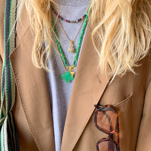 Groene Satijnen Ketting met Slot
