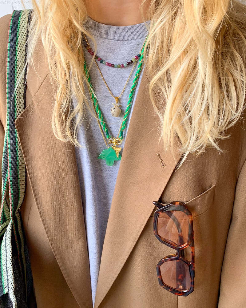 Groene Satijnen Ketting met Slot