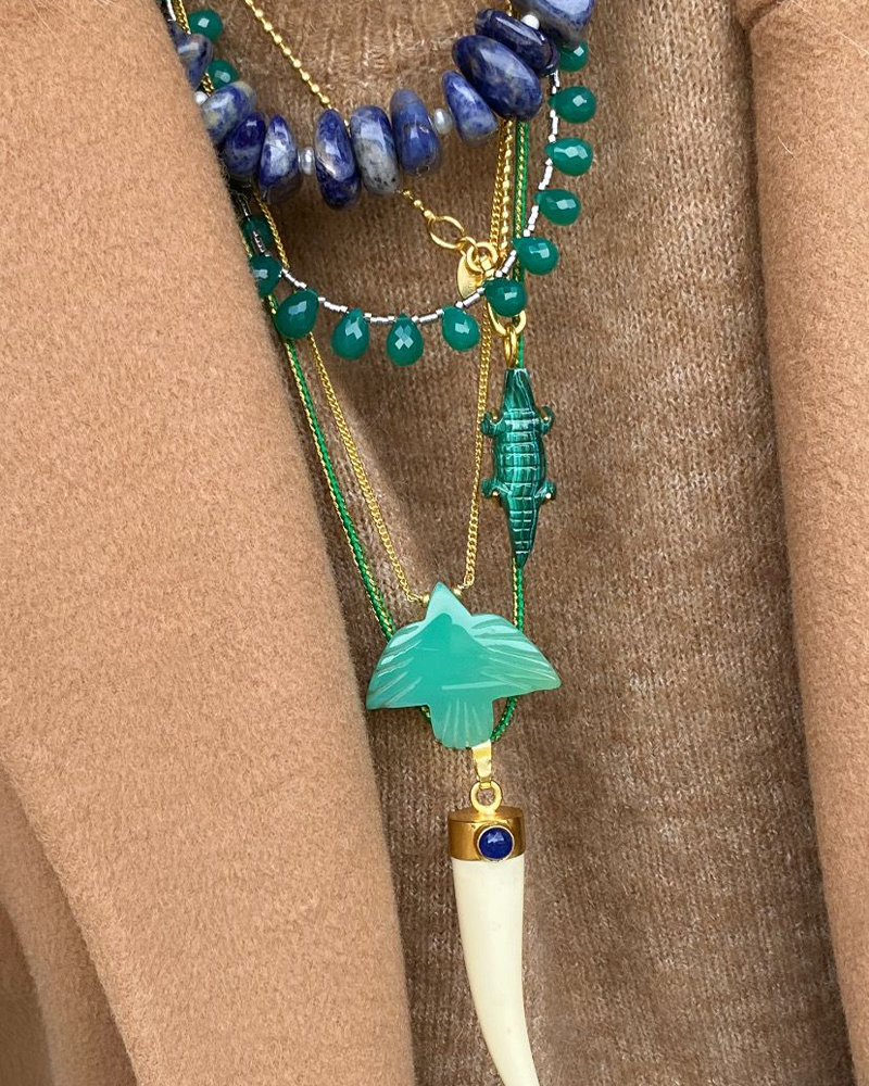 Druppel Edelstenen Ketting Groene Onyx