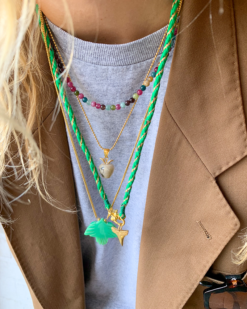 Groene Satijnen Ketting met Slot
