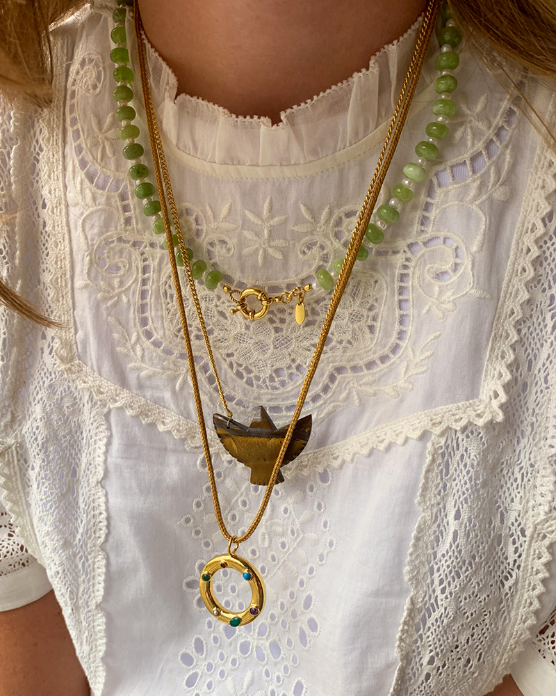Tijgeroog Handgeslepen Vogel Ketting