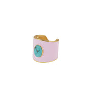 Grote Emaille Ring Lila  met Turquoise Steen