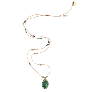 handgeknoopte edelstenen ketting groene onyx hanger