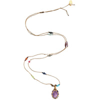 handgeknoopte ketting met kleine amethist hanger