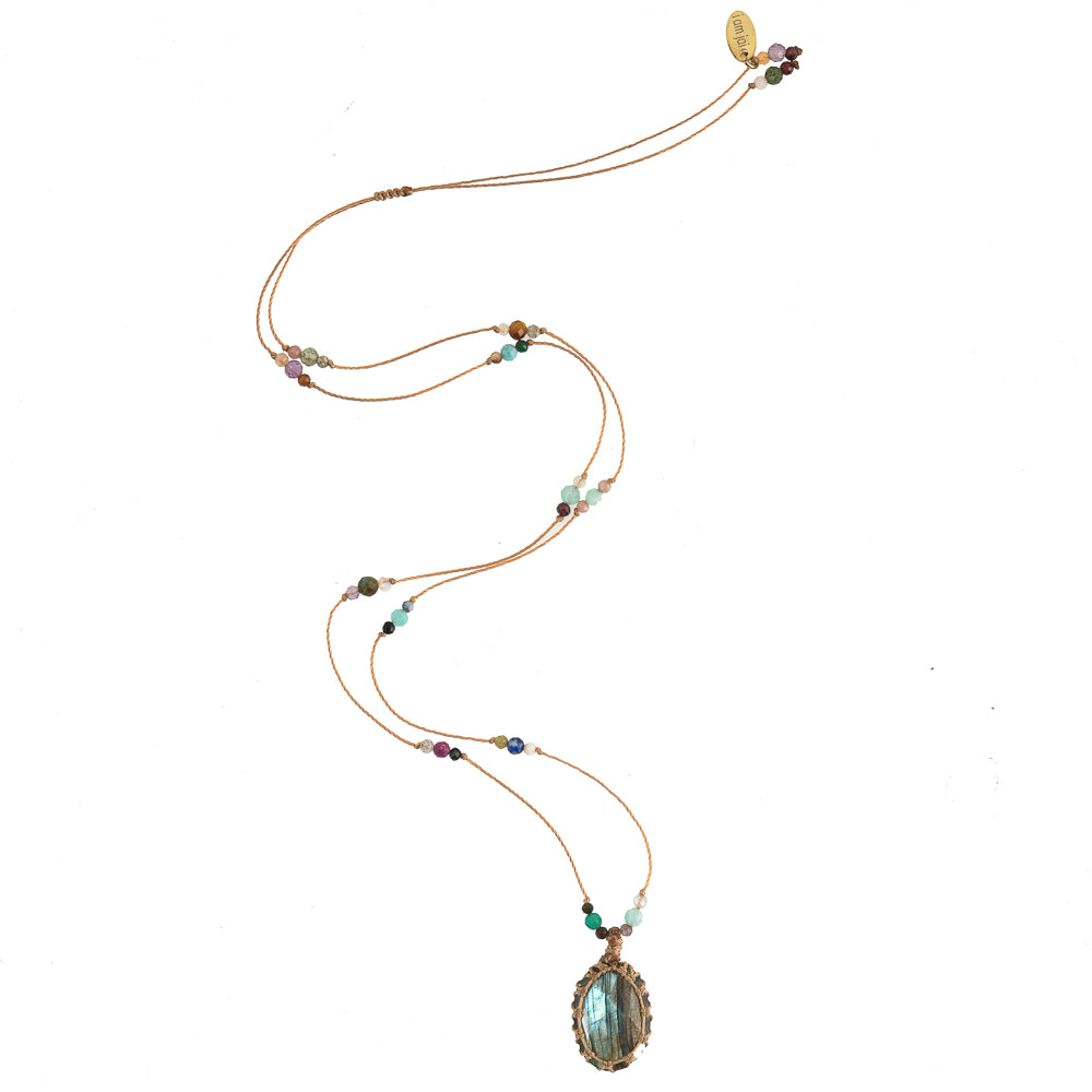 handgeknoopte ketting met multi stenen