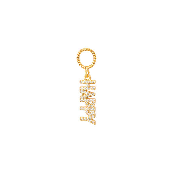 Goldplated charm letters HAPPY with zirconia