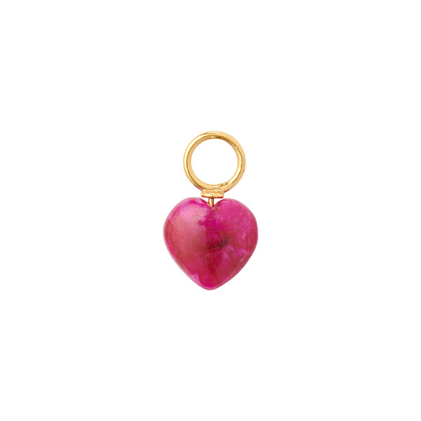 Stone Heart Charm Pink Jade Small